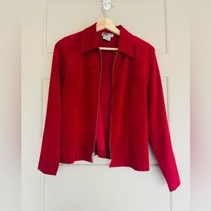 Red velvet blazer